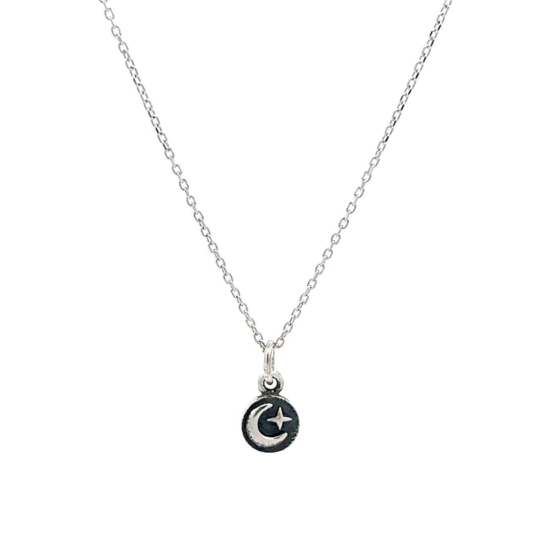 Antiqued Crescent Moon and Star Coin Charm