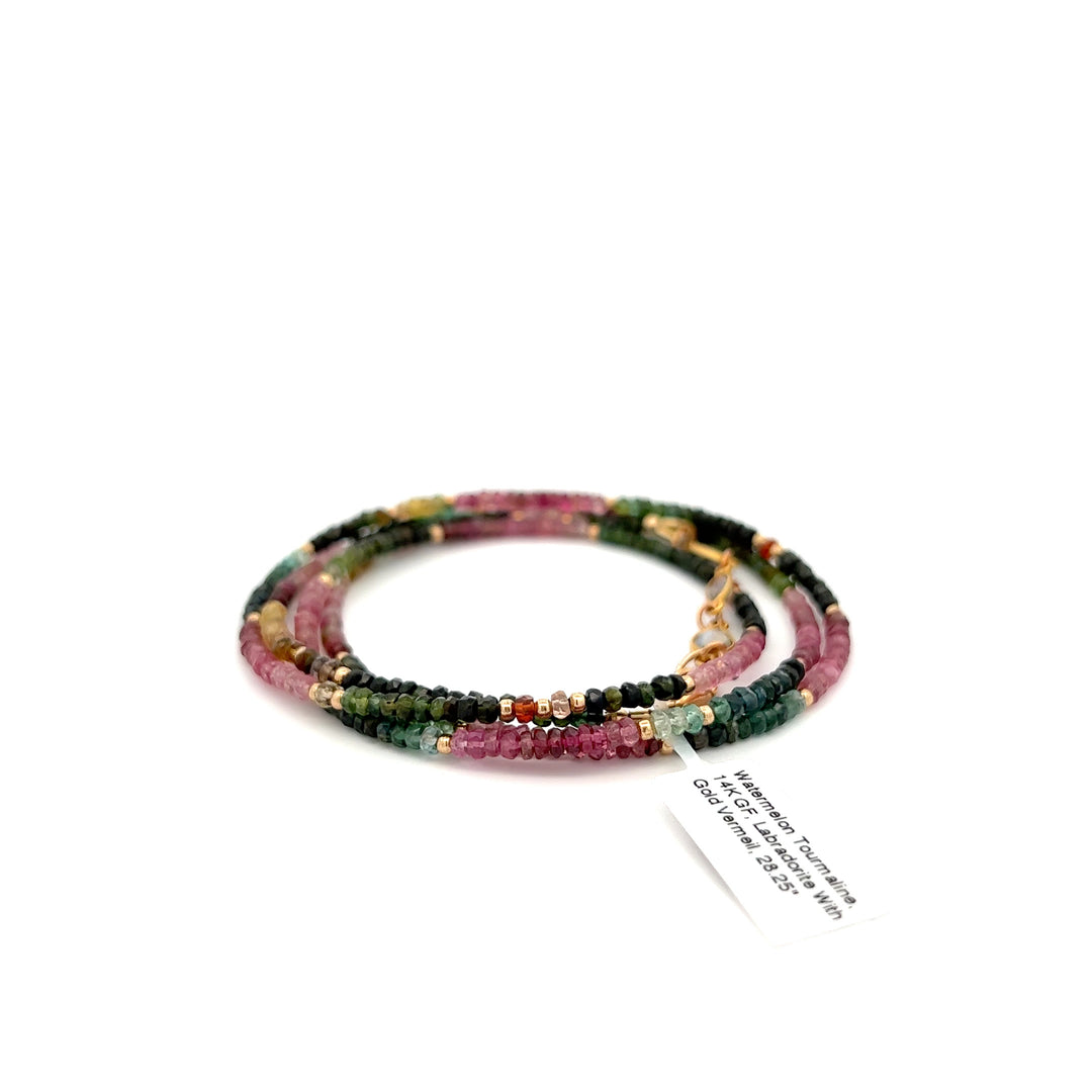 Watermelon Tourmaline 28" Necklace or Bracelet Wrap