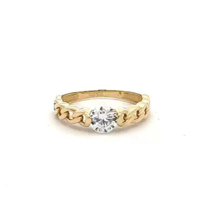 10K Gold Link Ring With CZ