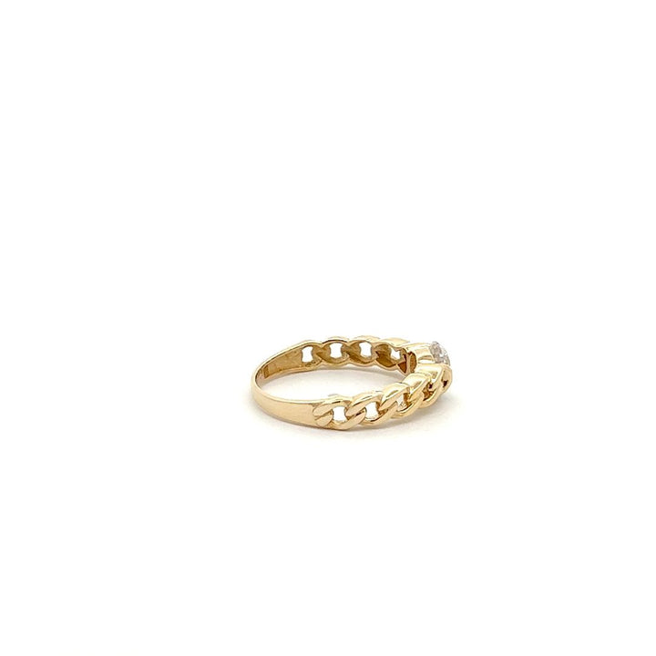 10K Gold Link Ring With CZ