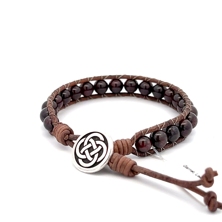 Garnet Leather Wrap Bracelet