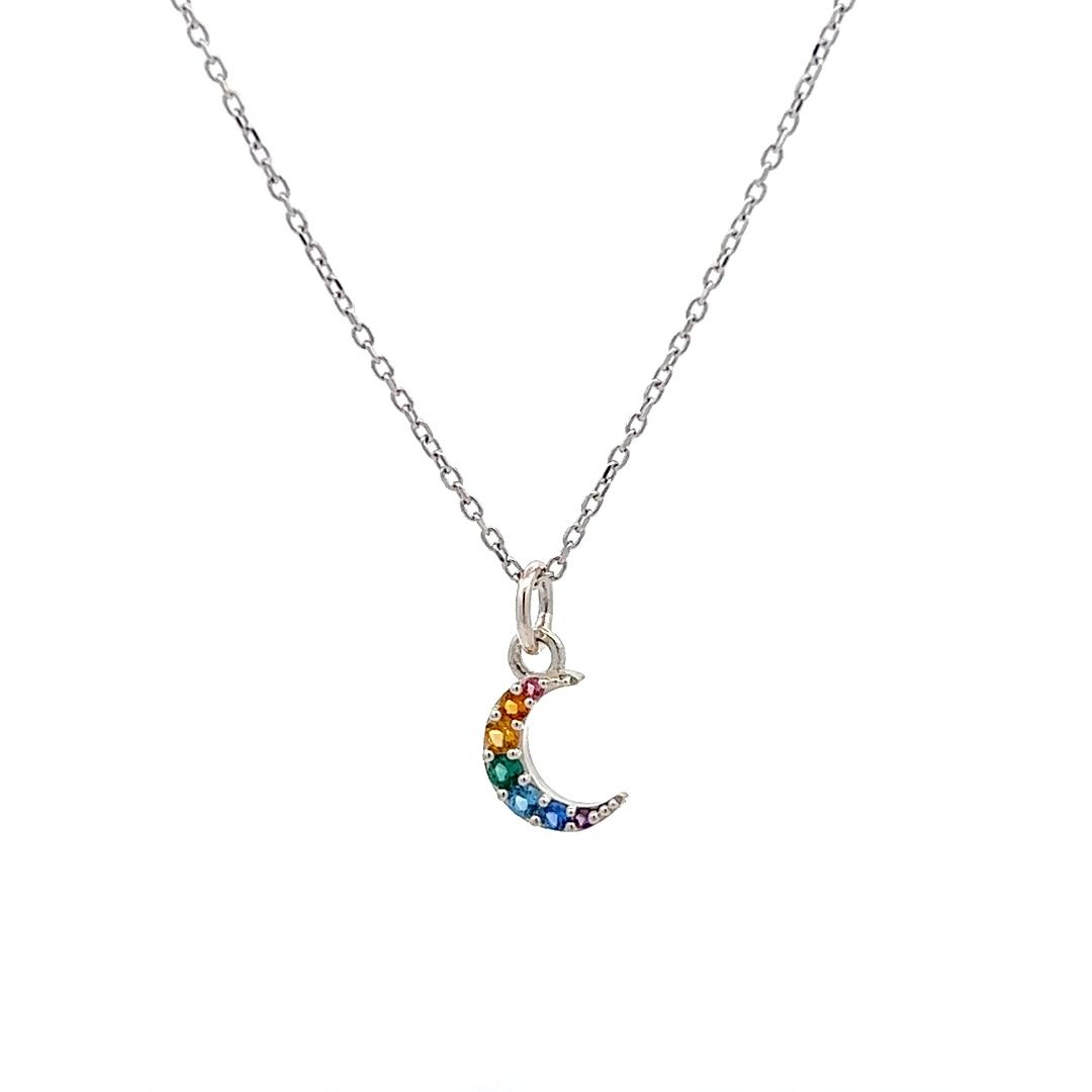 Sterling Silver Rainbow Moon