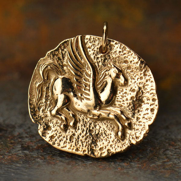 Ancient Pegasus Coin Charm - Bronze 24x22mm