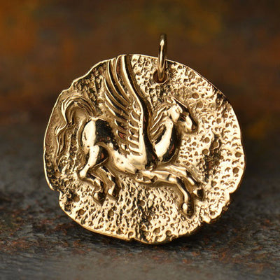 Ancient Pegasus Coin Charm - Bronze 24x22mm