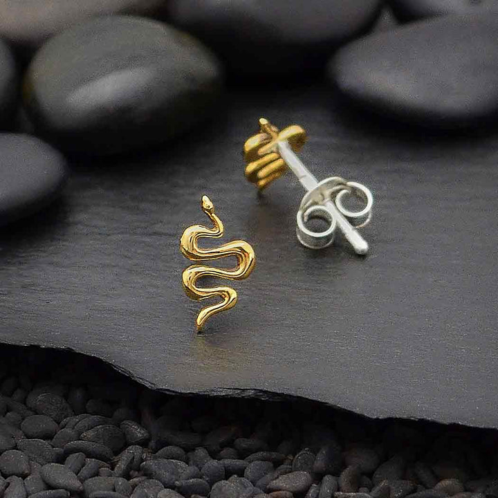 Sterling Silver Snake Post Earrings 9x5mm