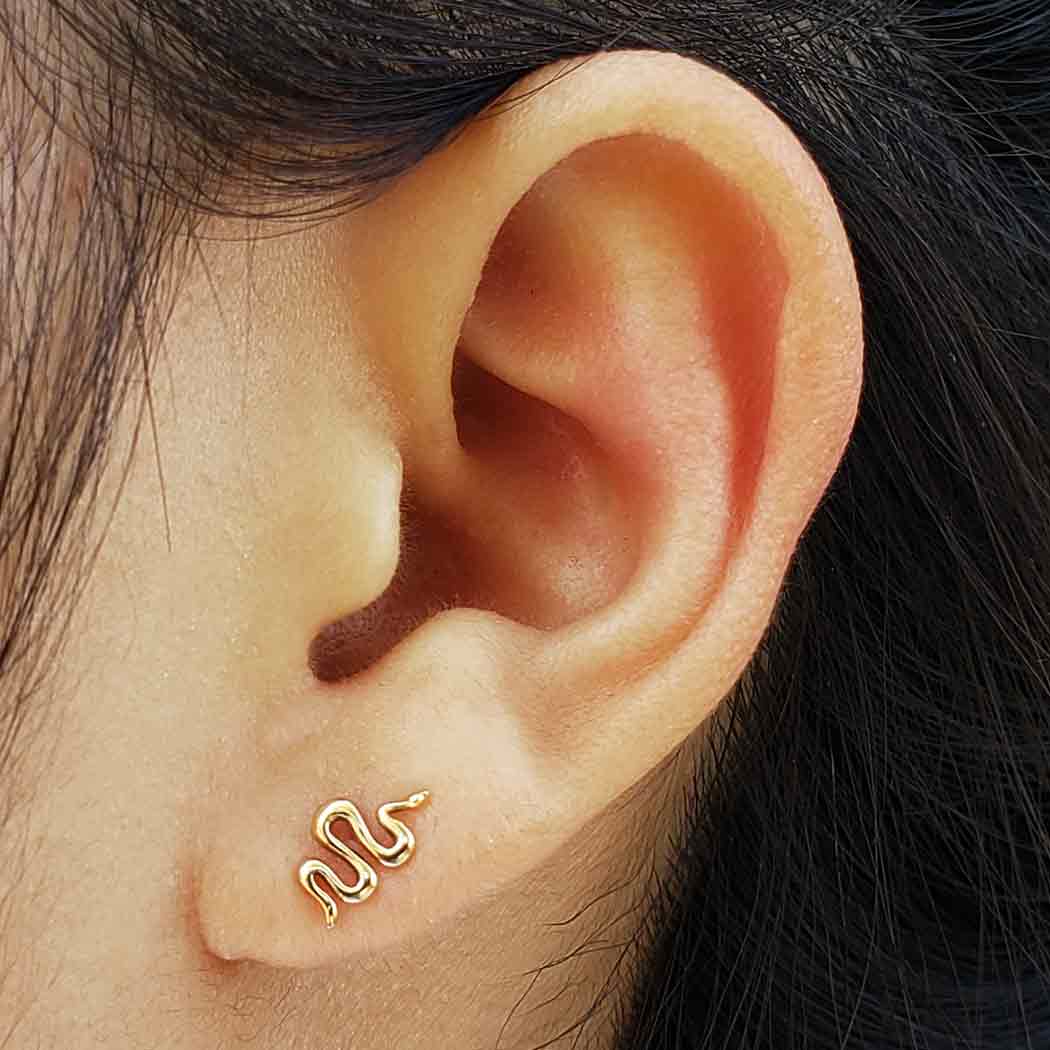 Sterling Silver Snake Post Earrings 9x5mm