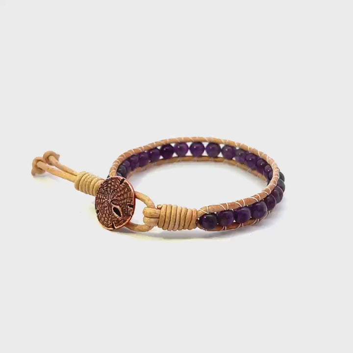 Amethyst Leather Wrap Bracelet