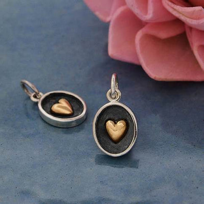 Sterling Silver & Bronze Heart Charm