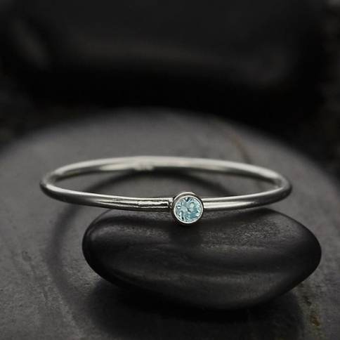 Sterling Silver & CZ Birthstone Stacking Ring