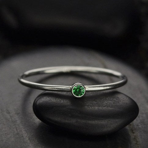 Sterling Silver & CZ Birthstone Stacking Ring