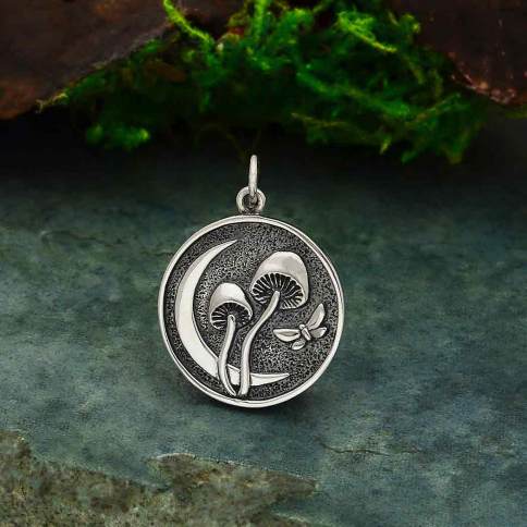 Sterling Silver Fungus Lunae Coin Pendant