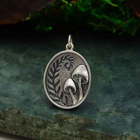 Sterling Silver Fern and Mushroom