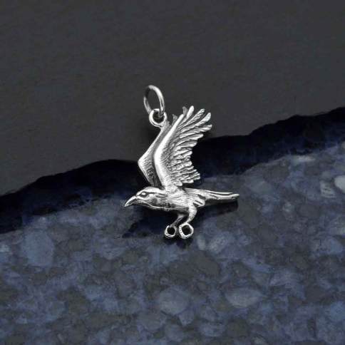 Sterling Silver Flying Raven