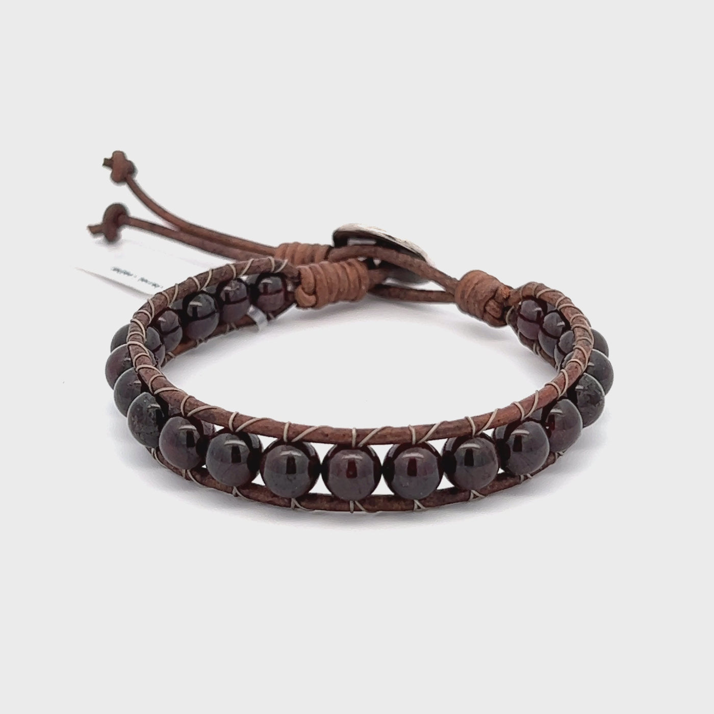 Garnet Leather Wrap Bracelet