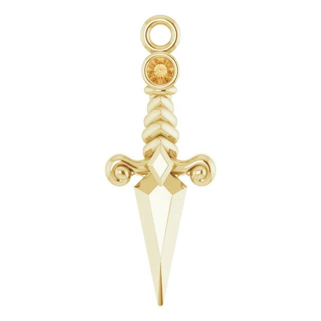 Gemstone and Solid Gold Dagger Dangle