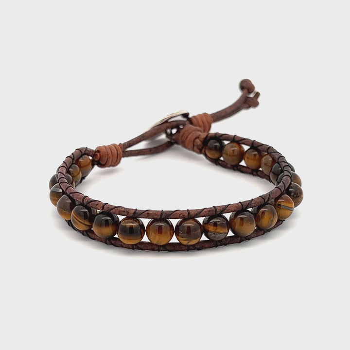 Tiger's Eye Leather Wrap Bracelet