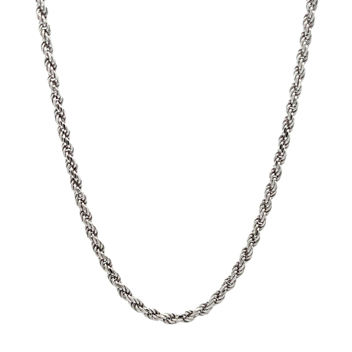 Sterling Silver Rhodium Plated 2.7mm Rope Chain