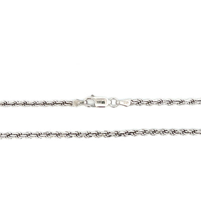 Sterling Silver Rhodium Plated 2.7mm Rope Chain