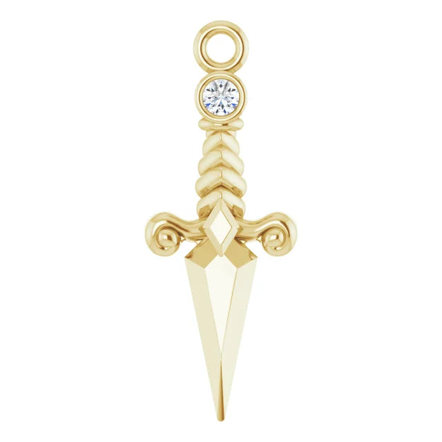 Gemstone and Solid Gold Dagger Dangle