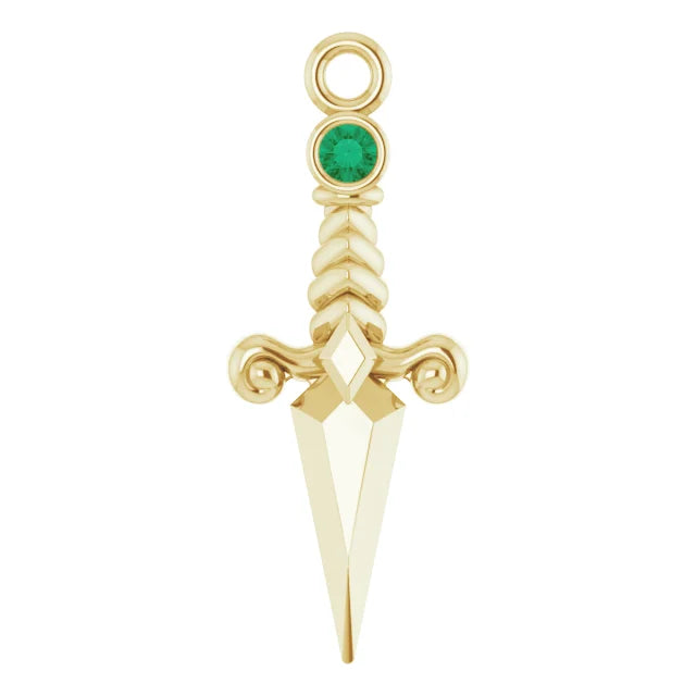 Gemstone and Solid Gold Dagger Dangle