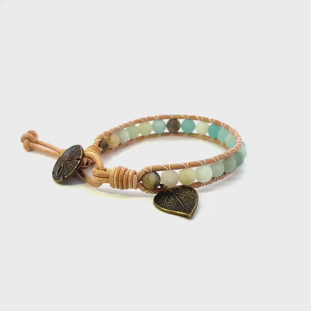 Amazonite Leather Wrap Bracelet