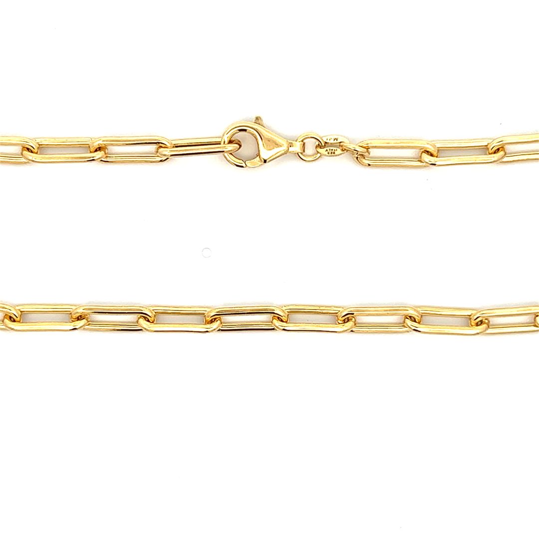 Gold Plated Sterling Silver 4.8mm Paperclip Chain