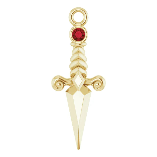 Gemstone and Solid Gold Dagger Dangle