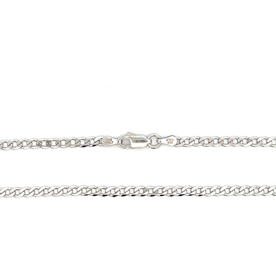Sterling Silver 3.1mm Rhodium Plated Flat Curb Chain