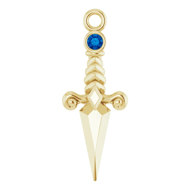 Gemstone and Solid Gold Dagger Dangle